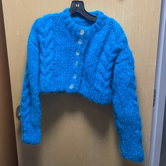 FRISSON KNITS Angora Blue Francesca Cardigan O/S - Picture 1 of 5